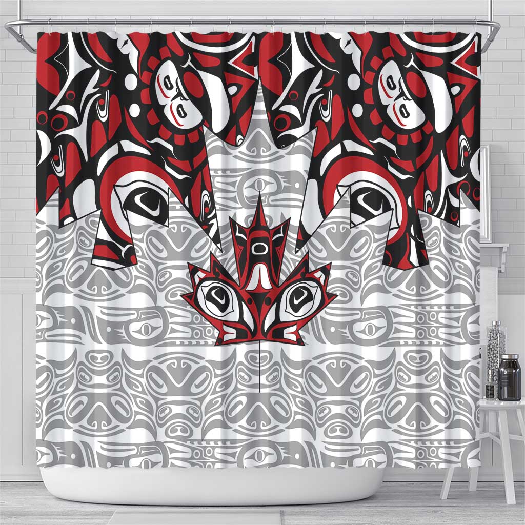 Canada Shower Curtain Haida Art-Inspired Pattern Design TS04