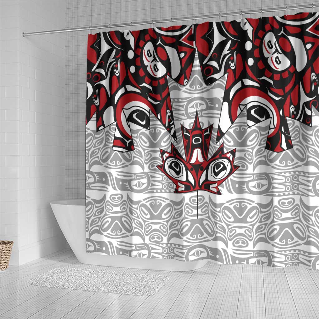 Canada Shower Curtain Haida Art-Inspired Pattern Design TS04