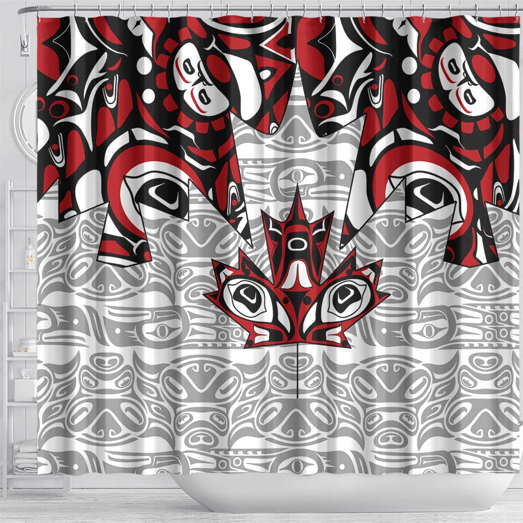 Canada Shower Curtain Haida Art-Inspired Pattern Design TS04