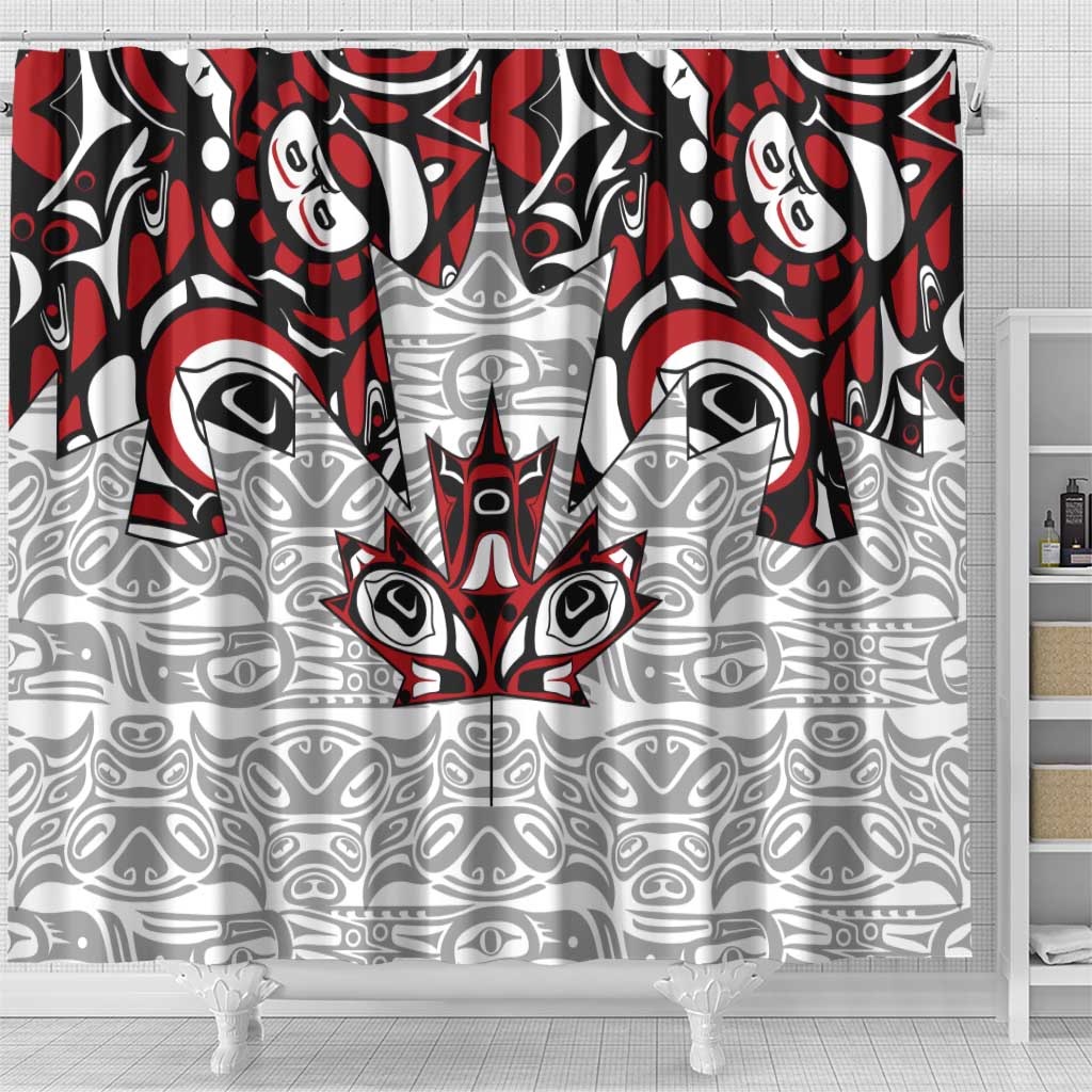 Canada Shower Curtain Haida Art-Inspired Pattern Design TS04