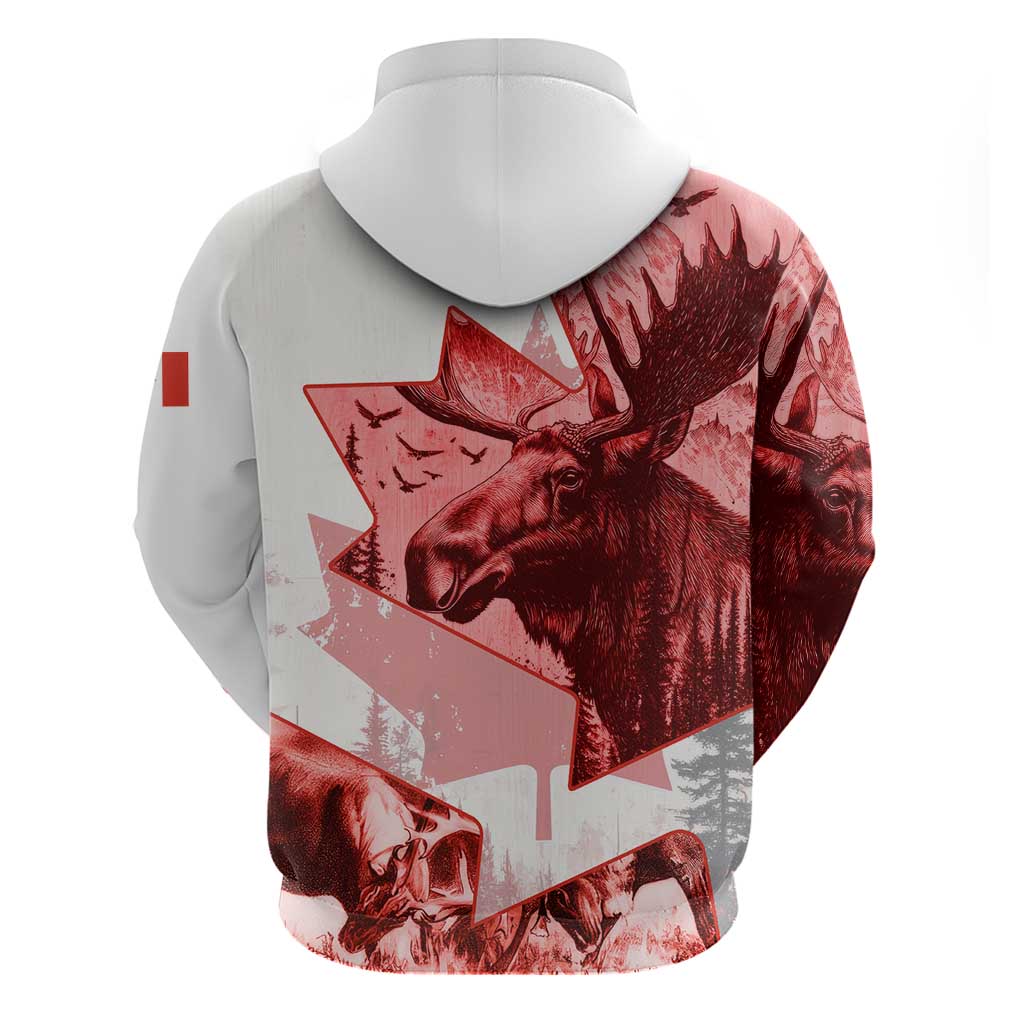 Canada Flag Hoodie Caribou Design with National Symbol TS04