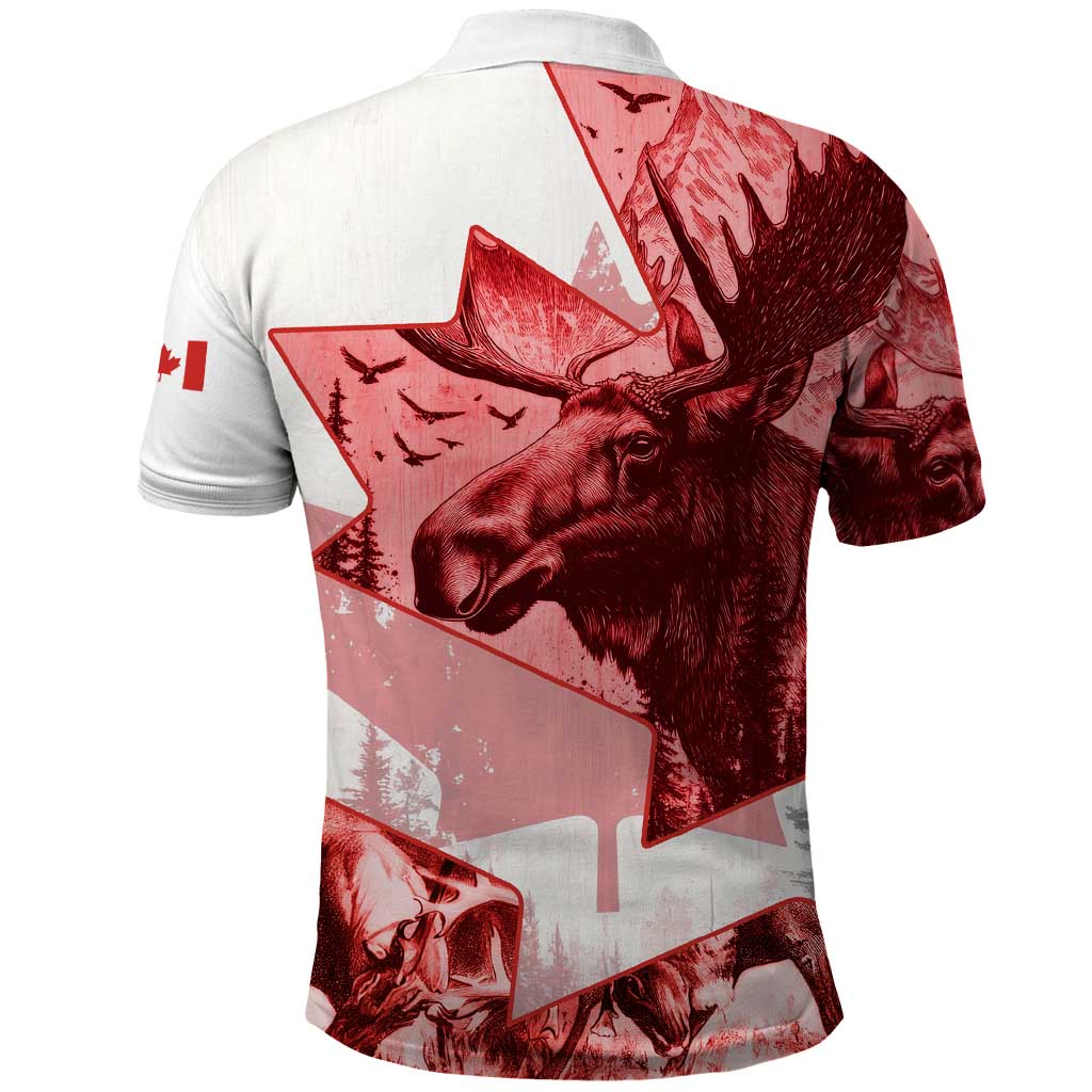 Canada Flag Polo Shirt Caribou Design with National Symbol TS04