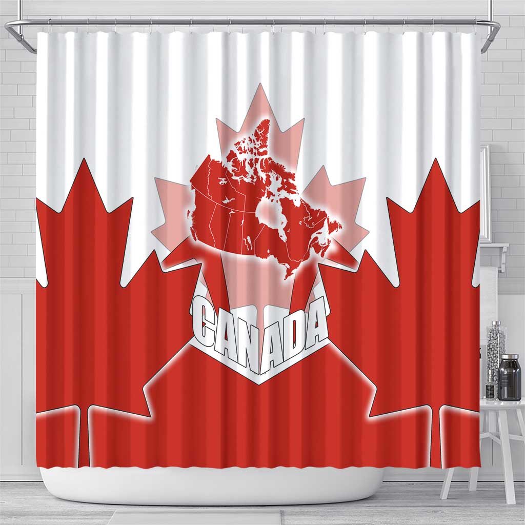 Canada Flag Shower Curtain National Map & Symbolic Design TS04