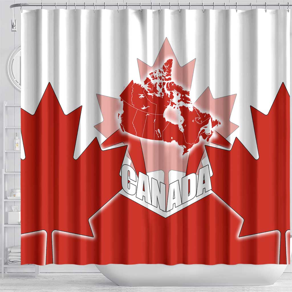 Canada Flag Shower Curtain National Map & Symbolic Design TS04