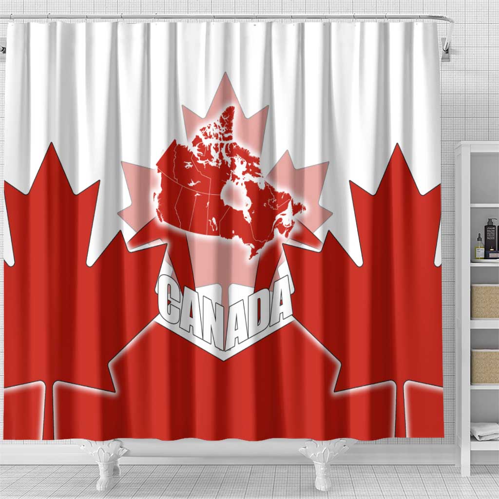Canada Flag Shower Curtain National Map & Symbolic Design TS04