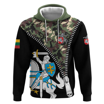 Lithuania's National Emblem Hoodie with Military Motifs - Army-Inspired Design TS04