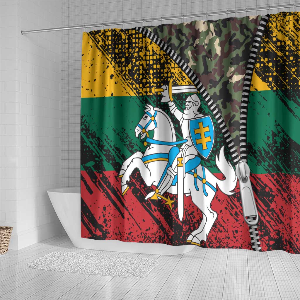 Lithuania's National Emblem Shower Curtain with Military Motifs - Army-Inspired Design TS04