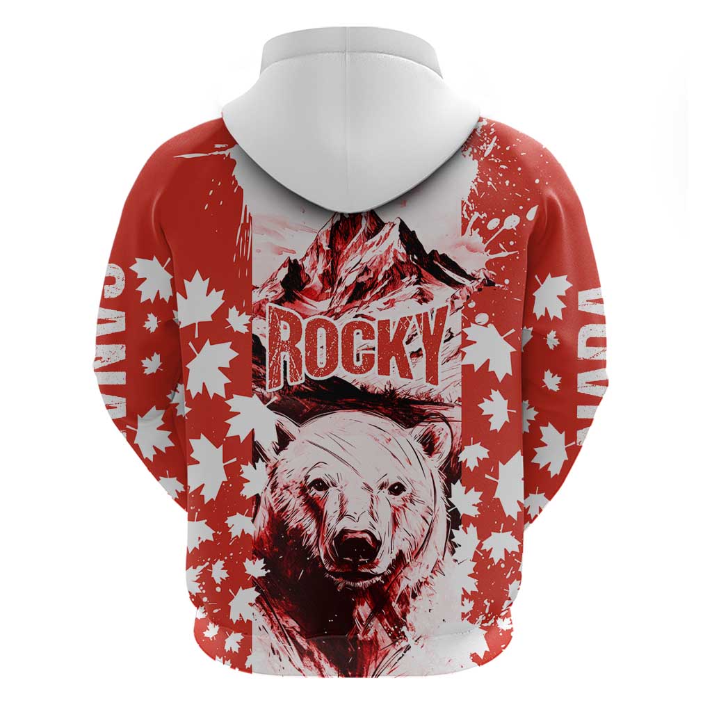 Canada Bear Hoodie with Maple Leaf and Rocky Mountain Design TS04