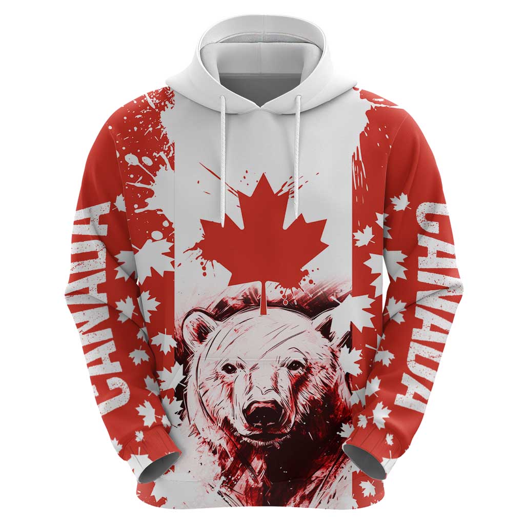 Canada Bear Hoodie with Maple Leaf and Rocky Mountain Design TS04