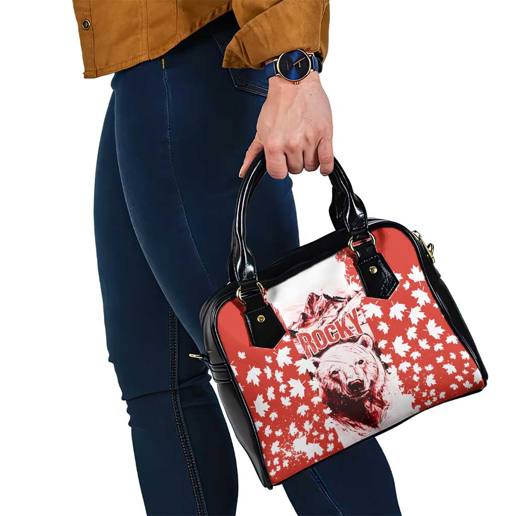 Canada Bear Shoulder Handbag with Maple Leaf and Rocky Mountain Design TS04