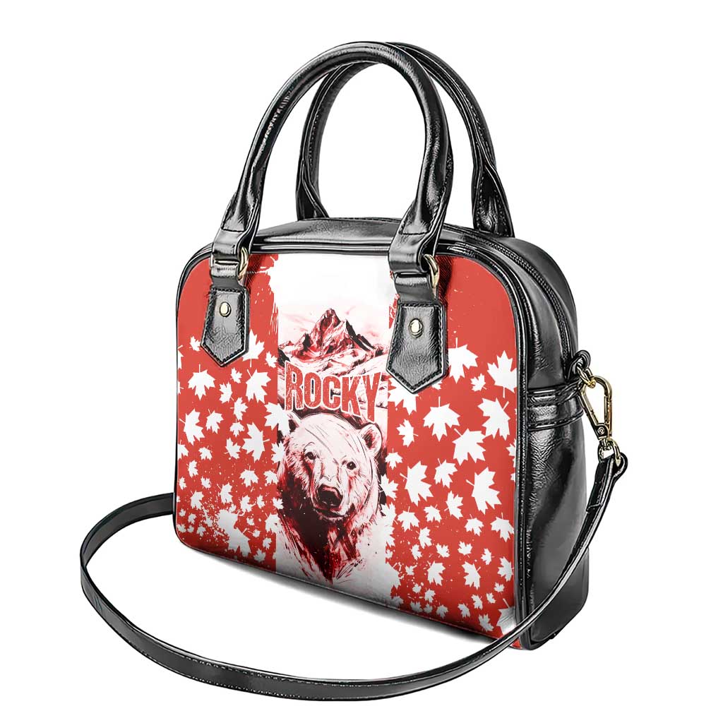 Canada Bear Shoulder Handbag with Maple Leaf and Rocky Mountain Design TS04