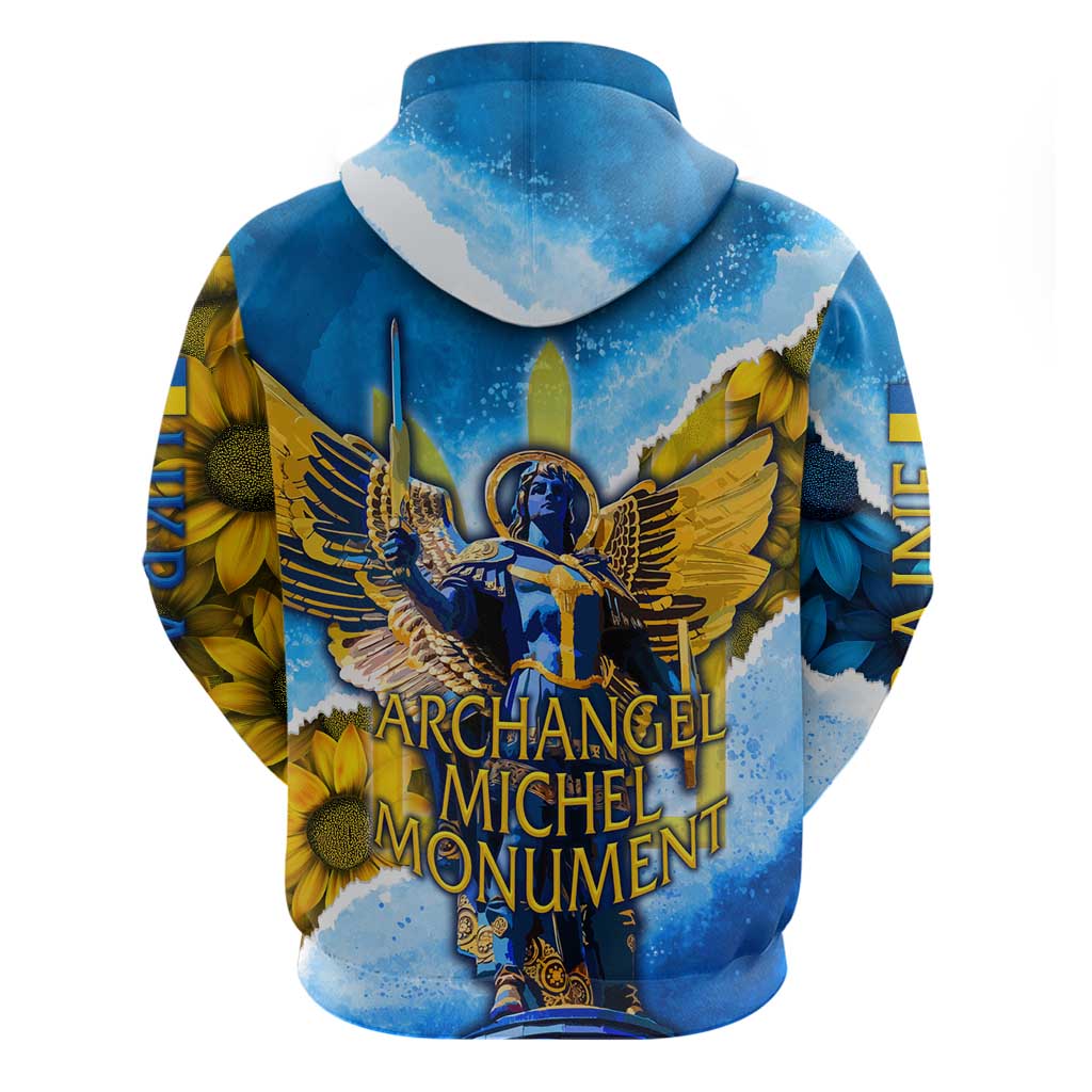 Ukraine Archangel Michael Hoodie with Trident Emblem and Sunflowers Design TS04