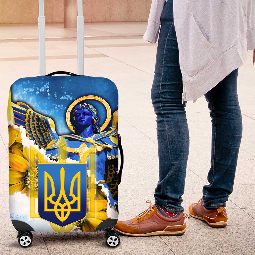 Ukraine Archangel Michael Luggage Cover with Trident Emblem and Sunflowers Design TS04