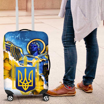 Ukraine Archangel Michael Luggage Cover with Trident Emblem and Sunflowers Design TS04