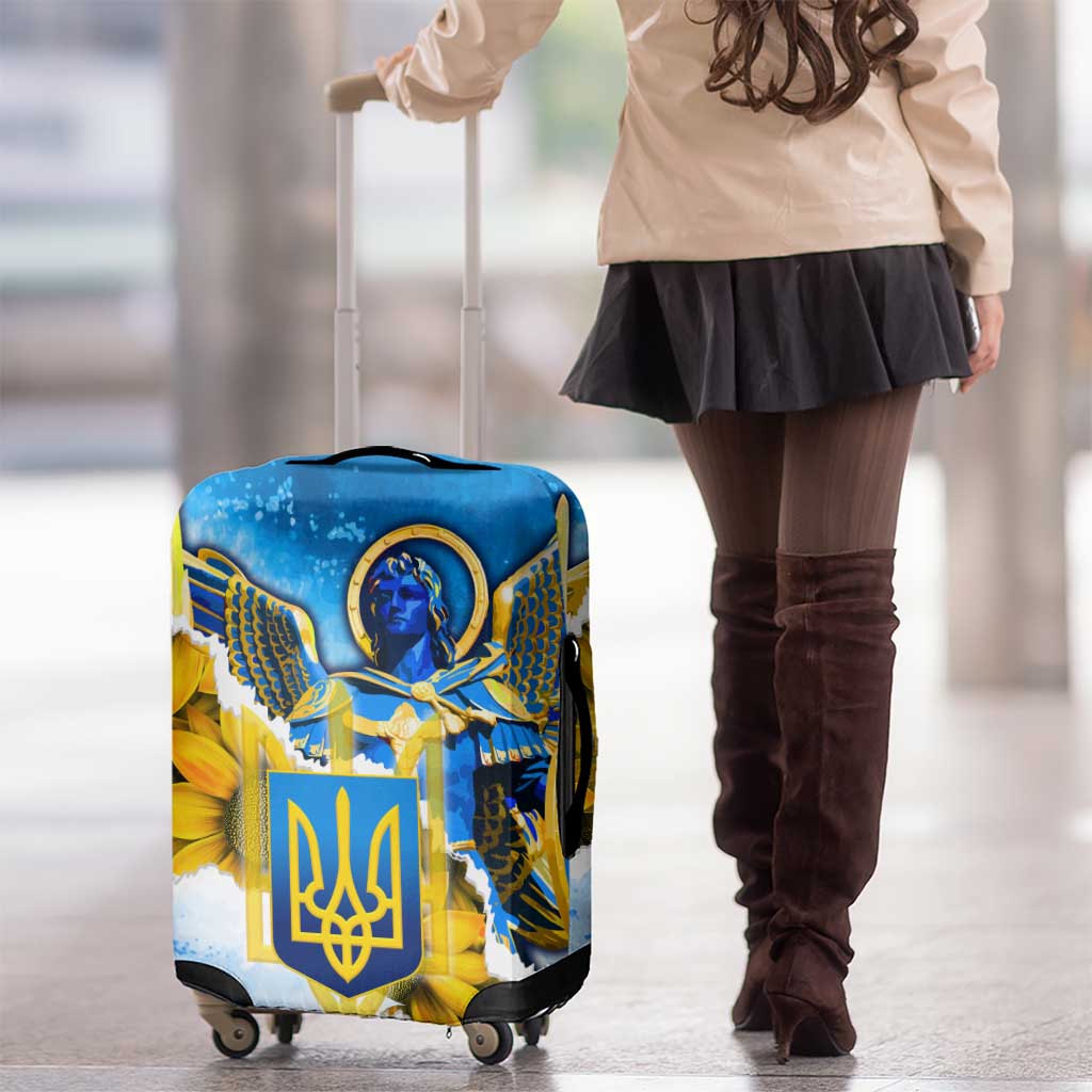 Ukraine Archangel Michael Luggage Cover with Trident Emblem and Sunflowers Design TS04