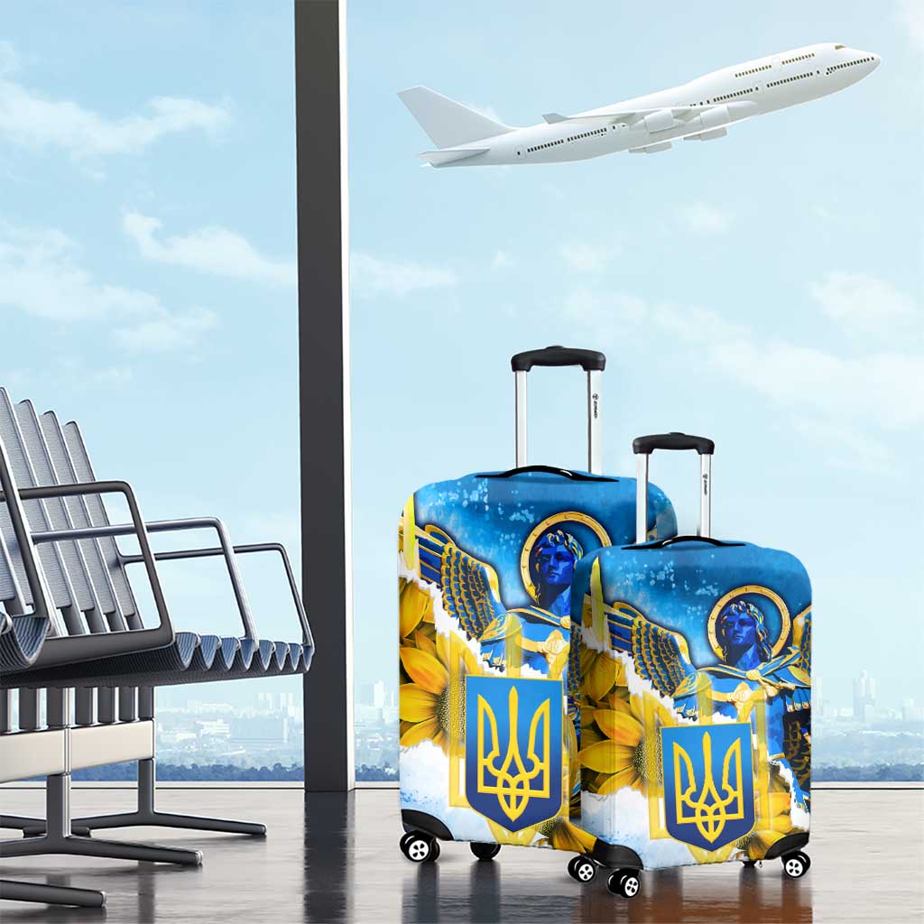 Ukraine Archangel Michael Luggage Cover with Trident Emblem and Sunflowers Design TS04