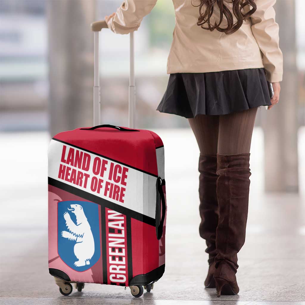 Greenland Luggage Cover with Polar Bear Emblem and Land of Ice Heart of Fire Text Design TS04
