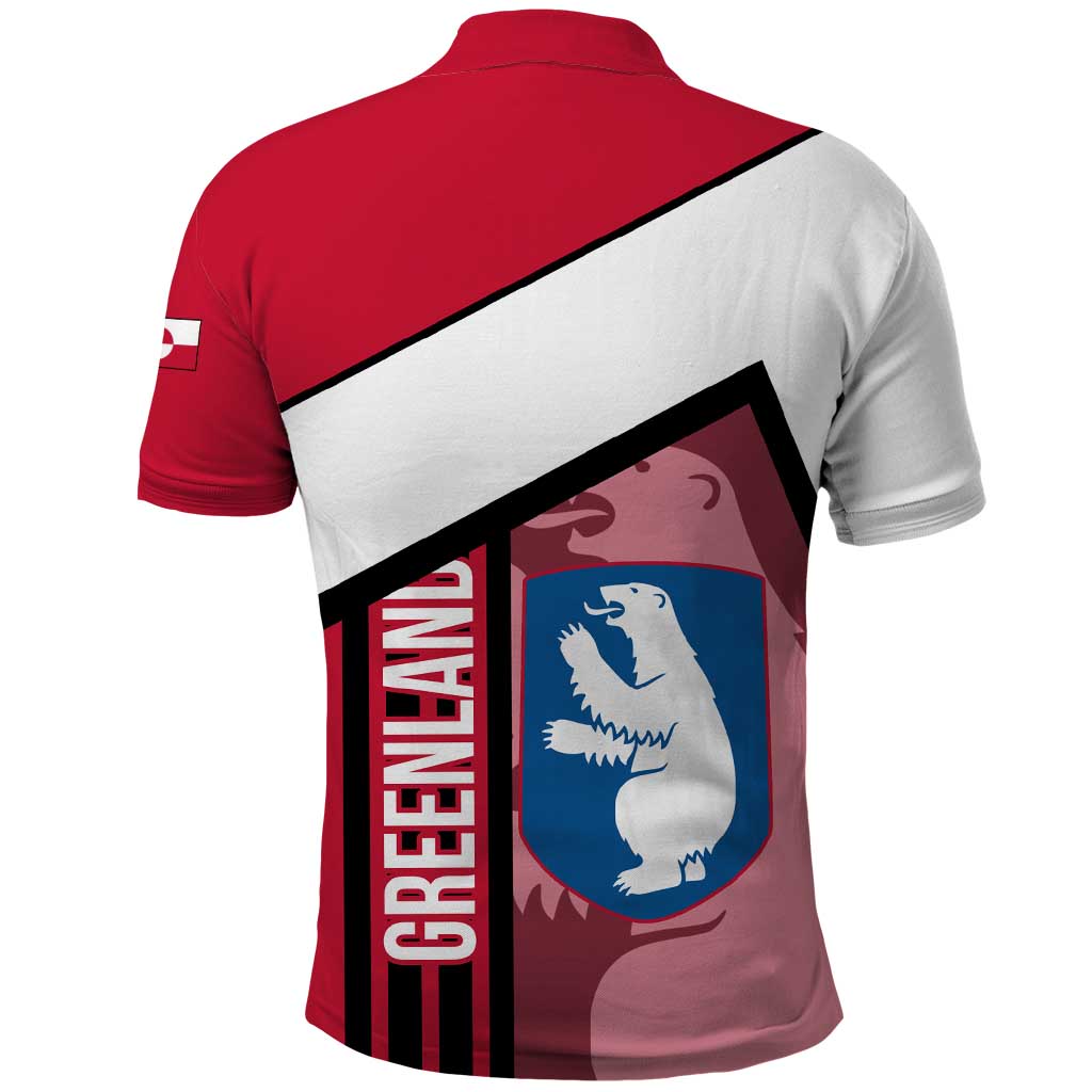 Greenland Polo Shirt with Polar Bear Emblem and Land of Ice Heart of Fire Text Design TS04