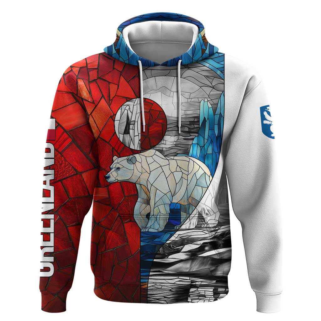 Kalaallit Nunaat Pride Hoodie Polar Bear Spirit in Stained Glass Style TS04