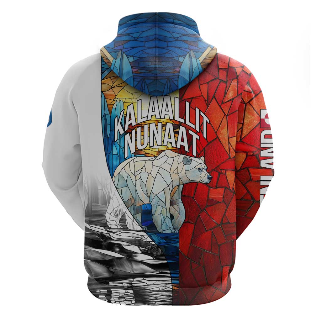 Kalaallit Nunaat Pride Hoodie Polar Bear Spirit in Stained Glass Style TS04