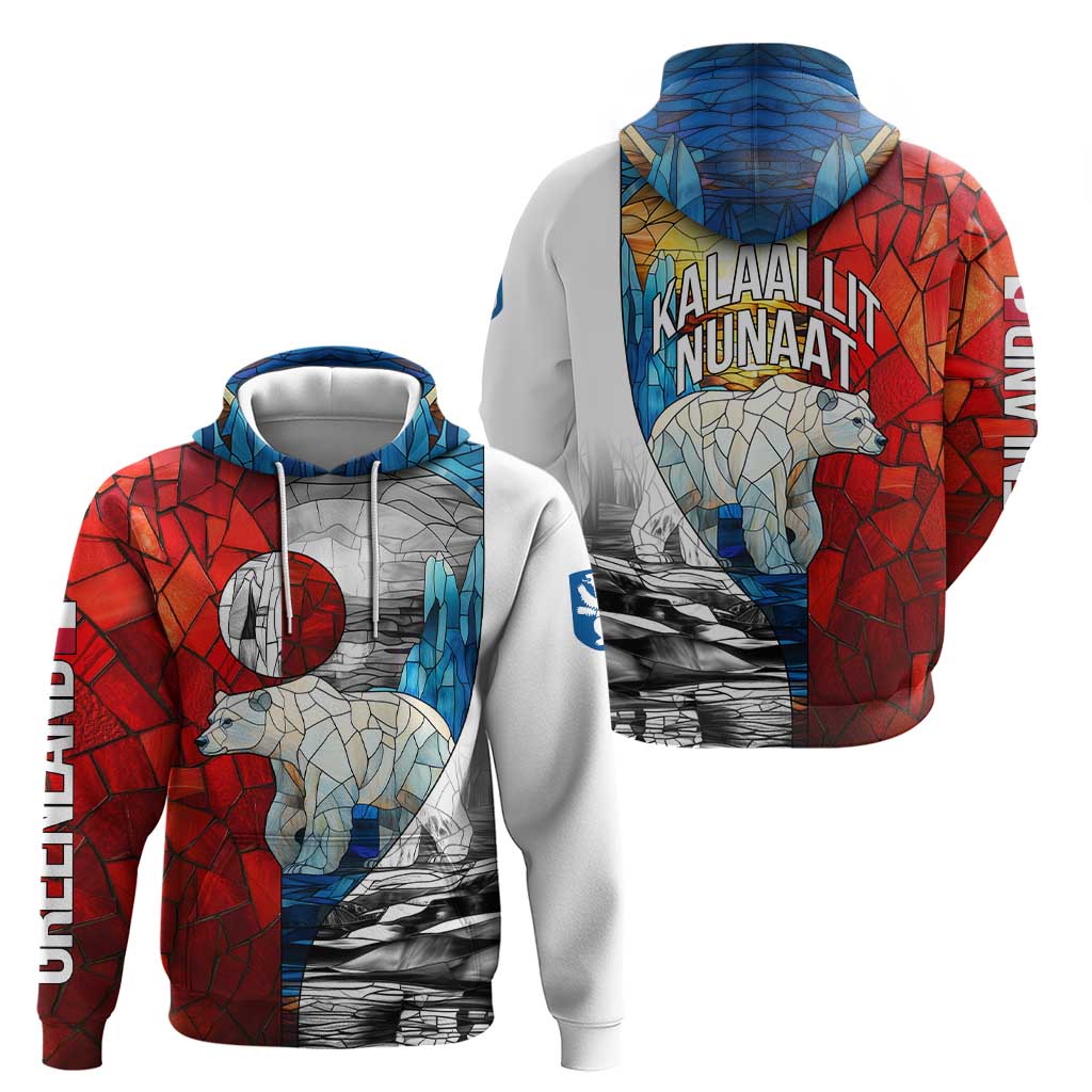 Kalaallit Nunaat Pride Hoodie Polar Bear Spirit in Stained Glass Style TS04