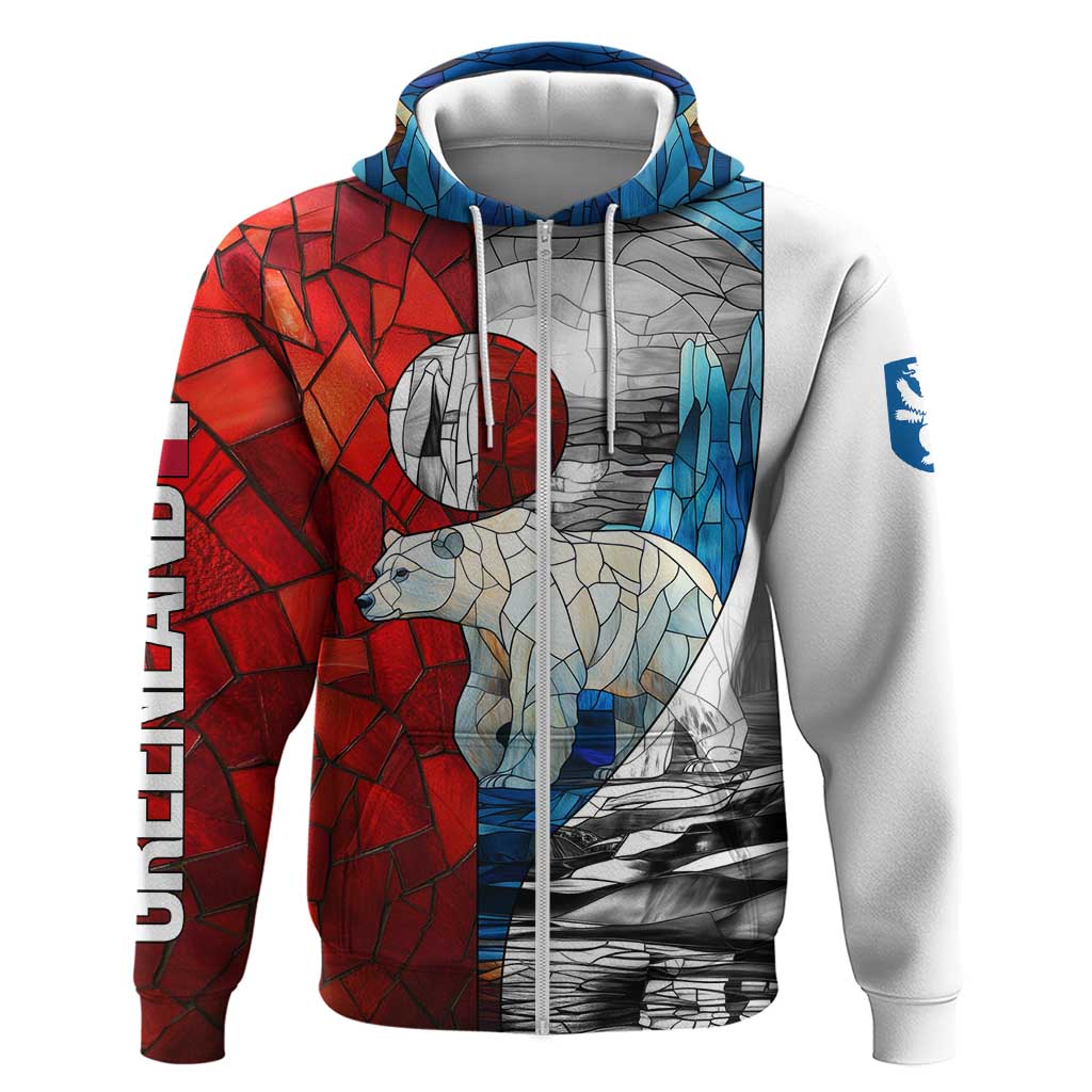 Kalaallit Nunaat Pride Hoodie Polar Bear Spirit in Stained Glass Style TS04