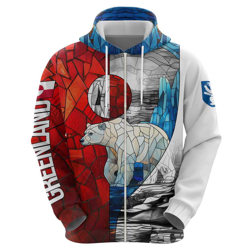 Kalaallit Nunaat Pride Hoodie Polar Bear Spirit in Stained Glass Style TS04