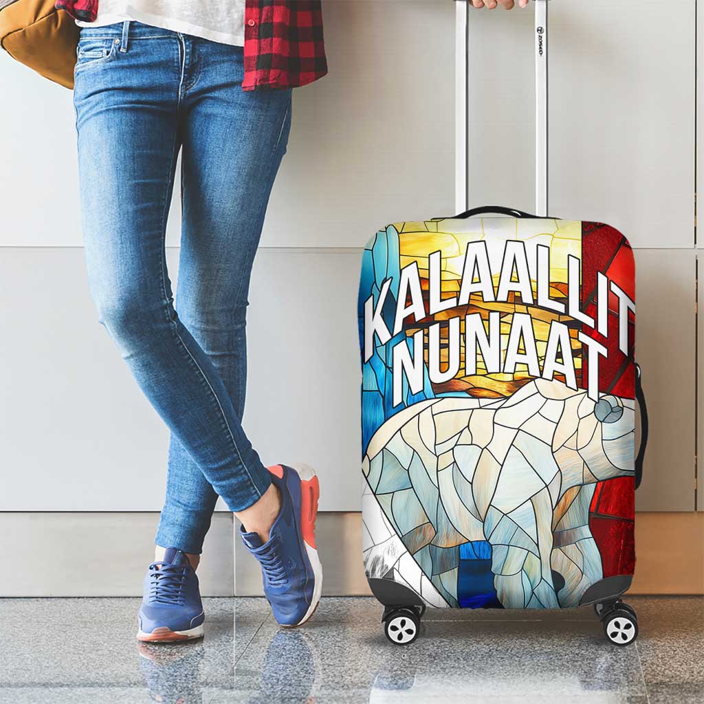 Kalaallit Nunaat Pride Luggage Cover Polar Bear Spirit in Stained Glass Style TS04