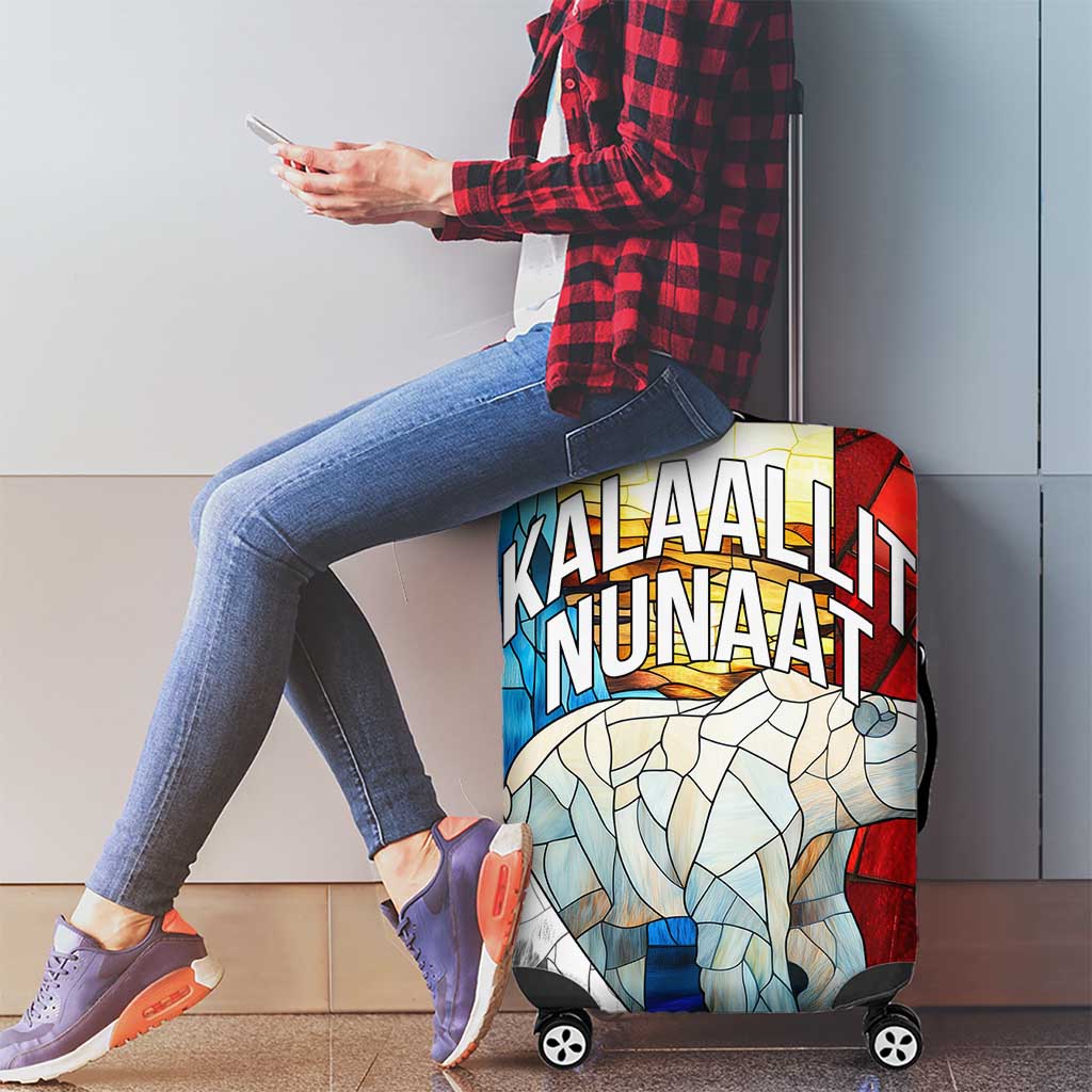 Kalaallit Nunaat Pride Luggage Cover Polar Bear Spirit in Stained Glass Style TS04