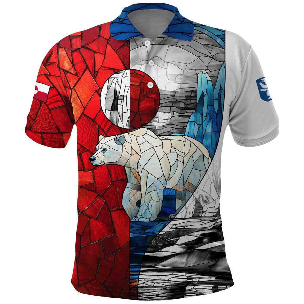 Kalaallit Nunaat Pride Polo Shirt Polar Bear Spirit in Stained Glass Style TS04