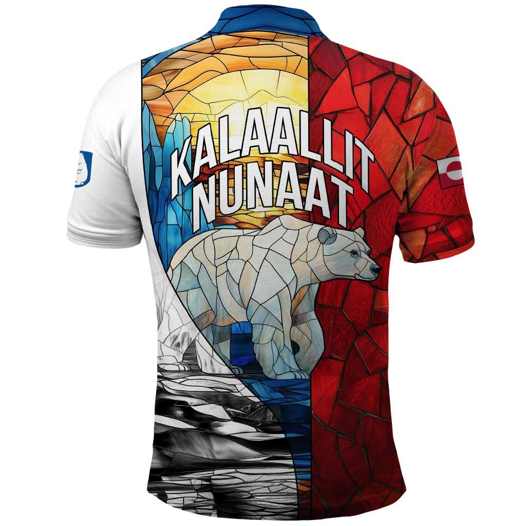 Kalaallit Nunaat Pride Polo Shirt Polar Bear Spirit in Stained Glass Style TS04