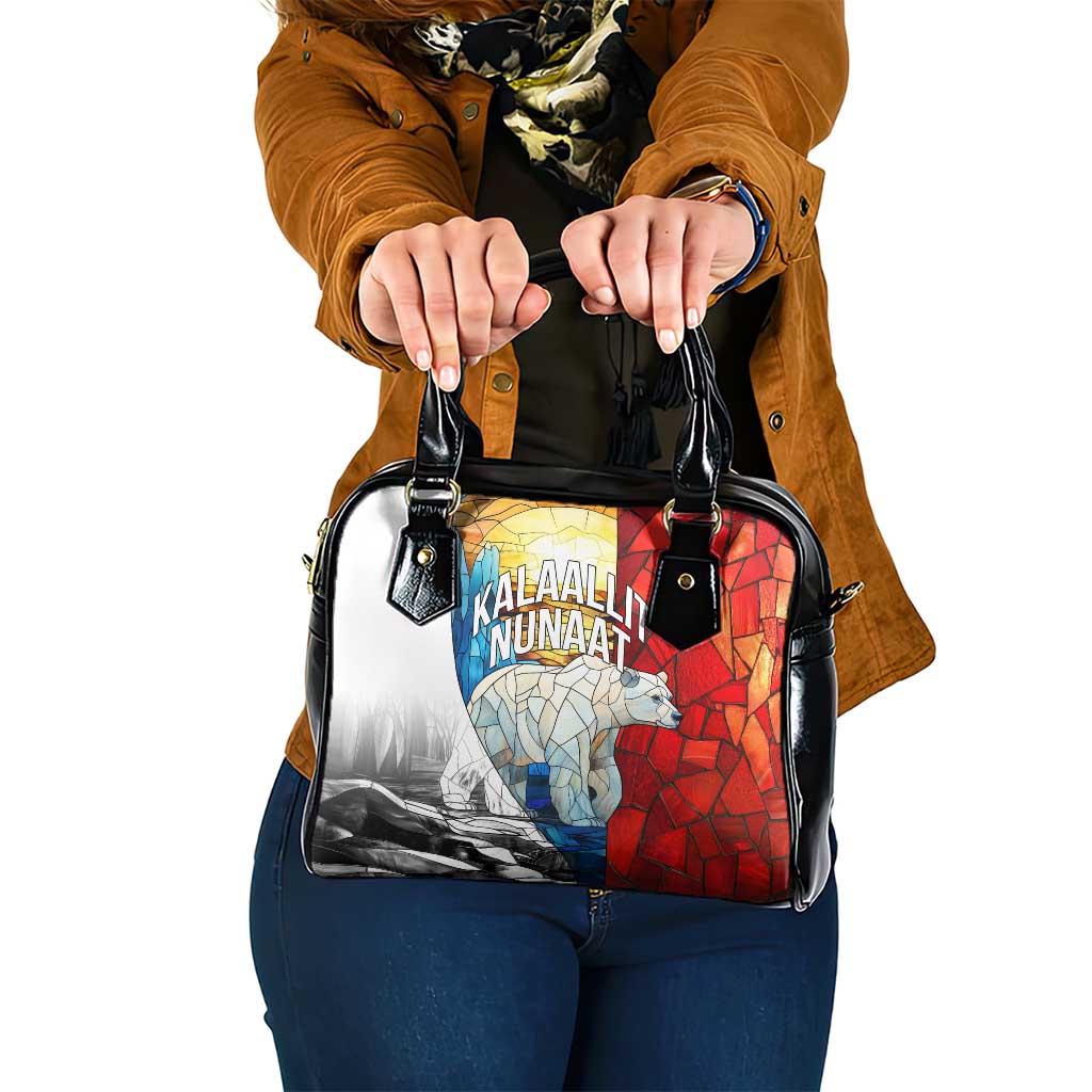Kalaallit Nunaat Pride Shoulder Handbag Polar Bear Spirit in Stained Glass Style TS04