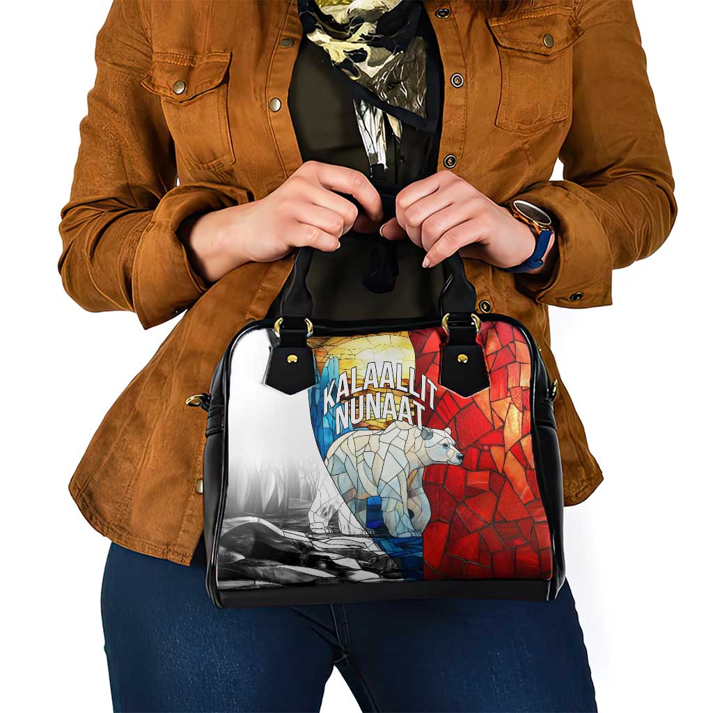 Kalaallit Nunaat Pride Shoulder Handbag Polar Bear Spirit in Stained Glass Style TS04