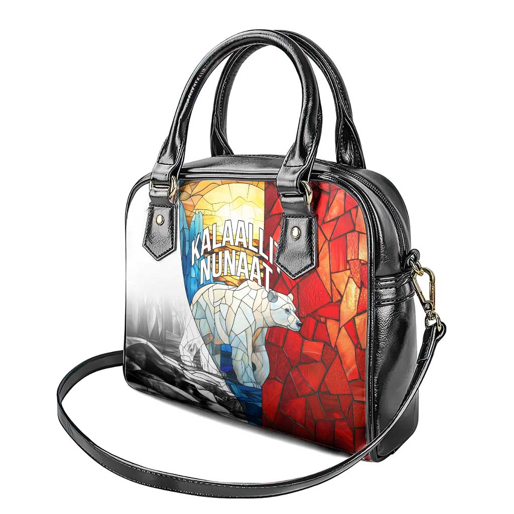Kalaallit Nunaat Pride Shoulder Handbag Polar Bear Spirit in Stained Glass Style TS04