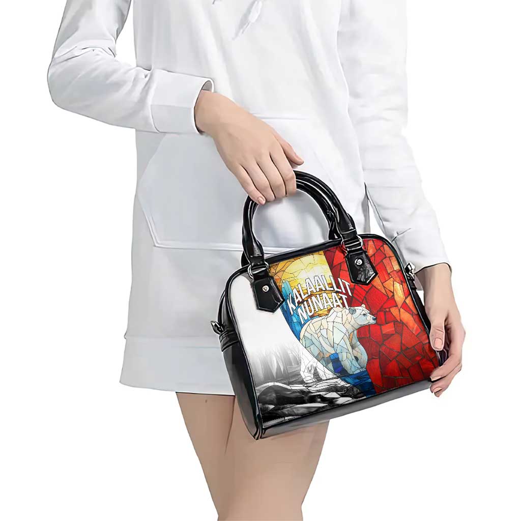 Kalaallit Nunaat Pride Shoulder Handbag Polar Bear Spirit in Stained Glass Style TS04