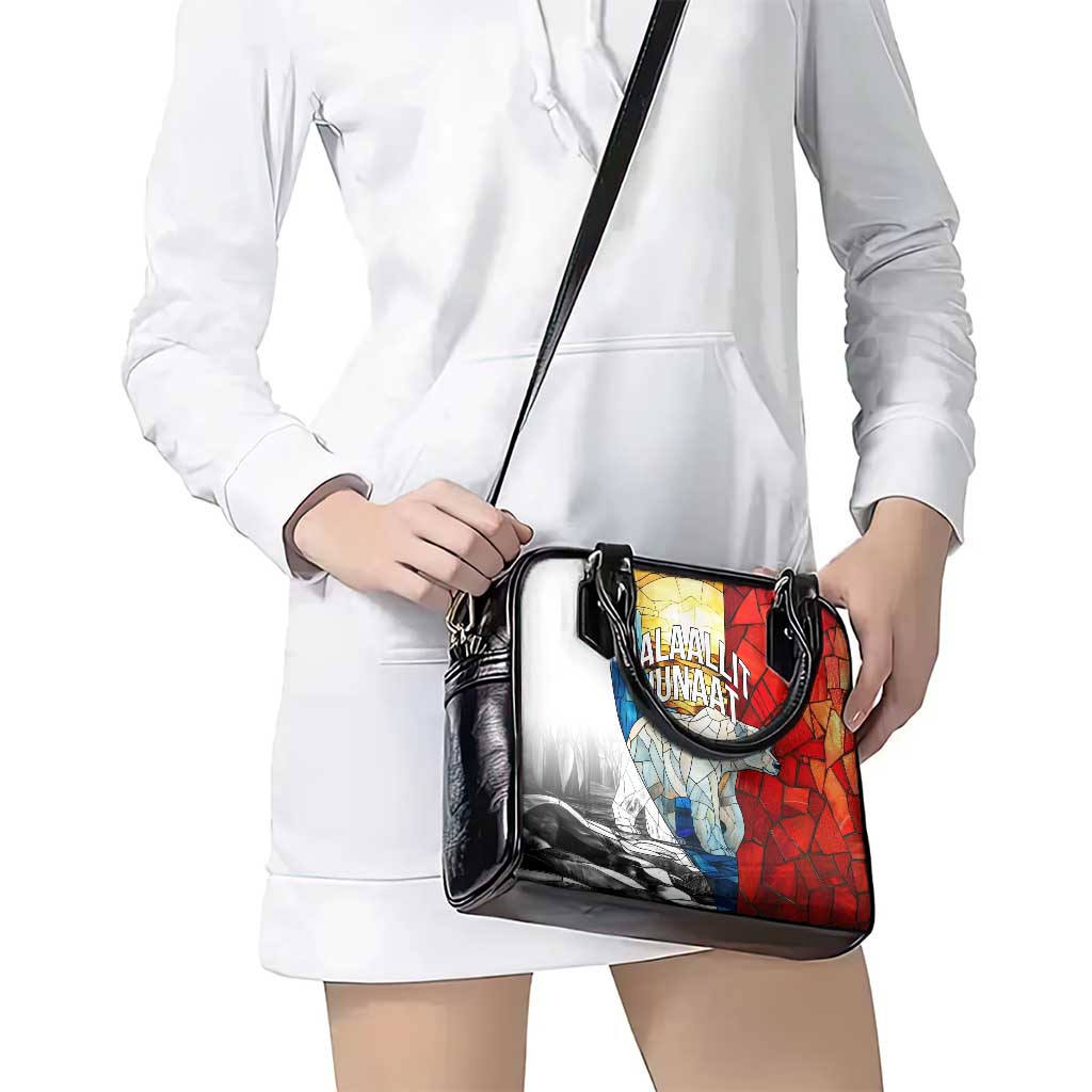 Kalaallit Nunaat Pride Shoulder Handbag Polar Bear Spirit in Stained Glass Style TS04