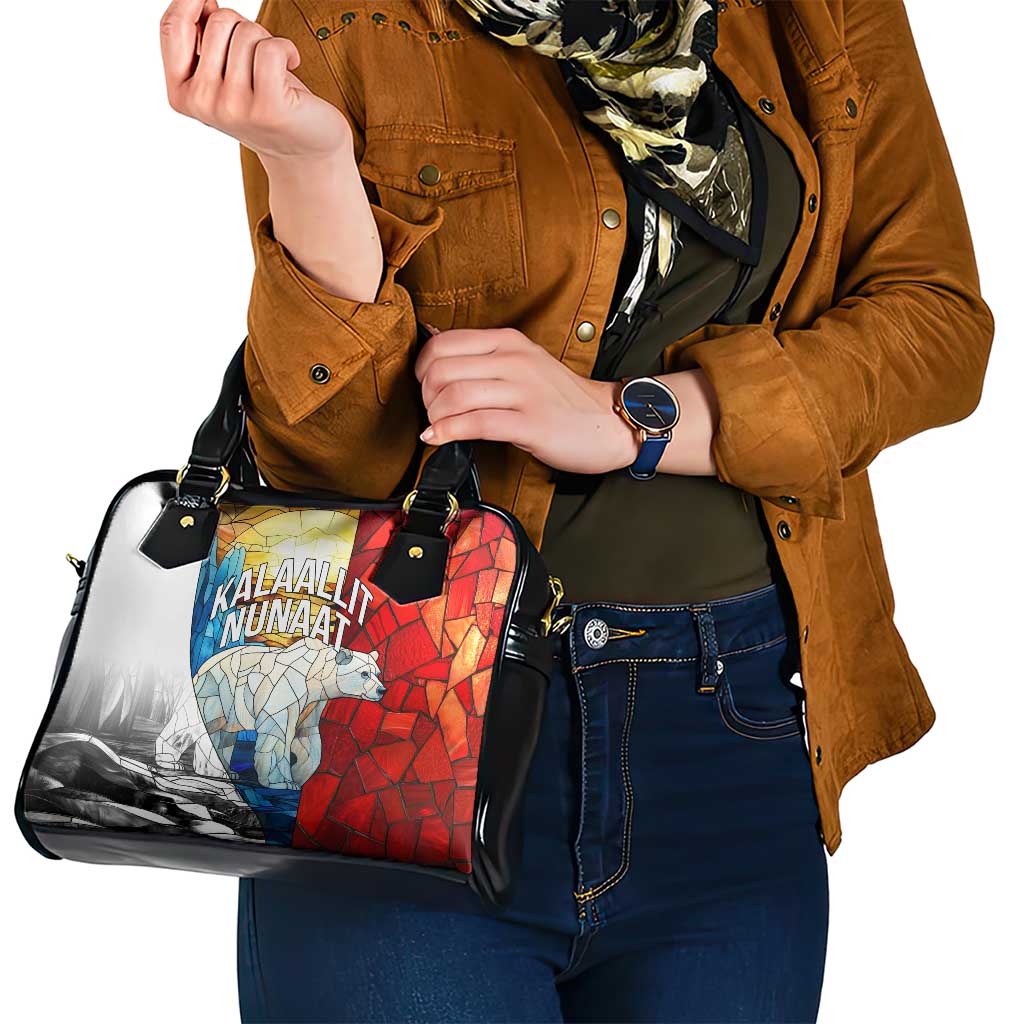 Kalaallit Nunaat Pride Shoulder Handbag Polar Bear Spirit in Stained Glass Style TS04