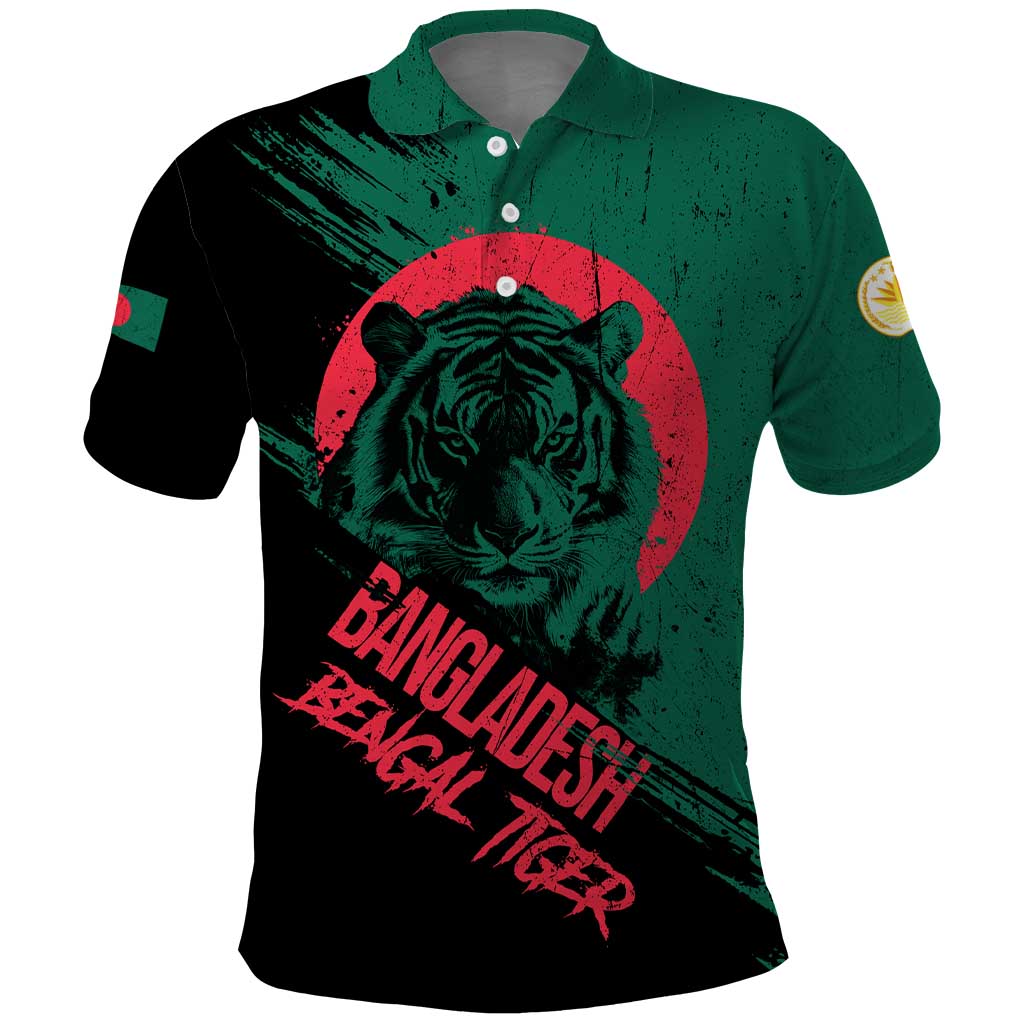 Bangladesh Bengal Tiger Polo Shirt with National Flag and Emblem Design TS04