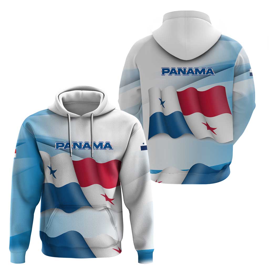 Panama Waving Flag Design Hoodie with Red Blue Stars and National Color Pattern TS04