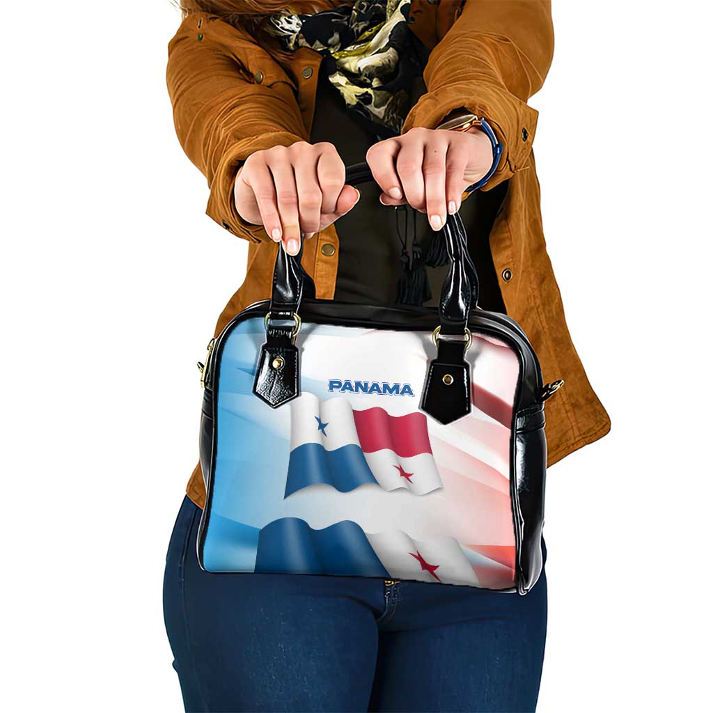 Panama Waving Flag Design Shoulder Handbag with Red Blue Stars and National Color Pattern TS04