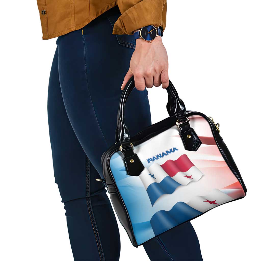 Panama Waving Flag Design Shoulder Handbag with Red Blue Stars and National Color Pattern TS04