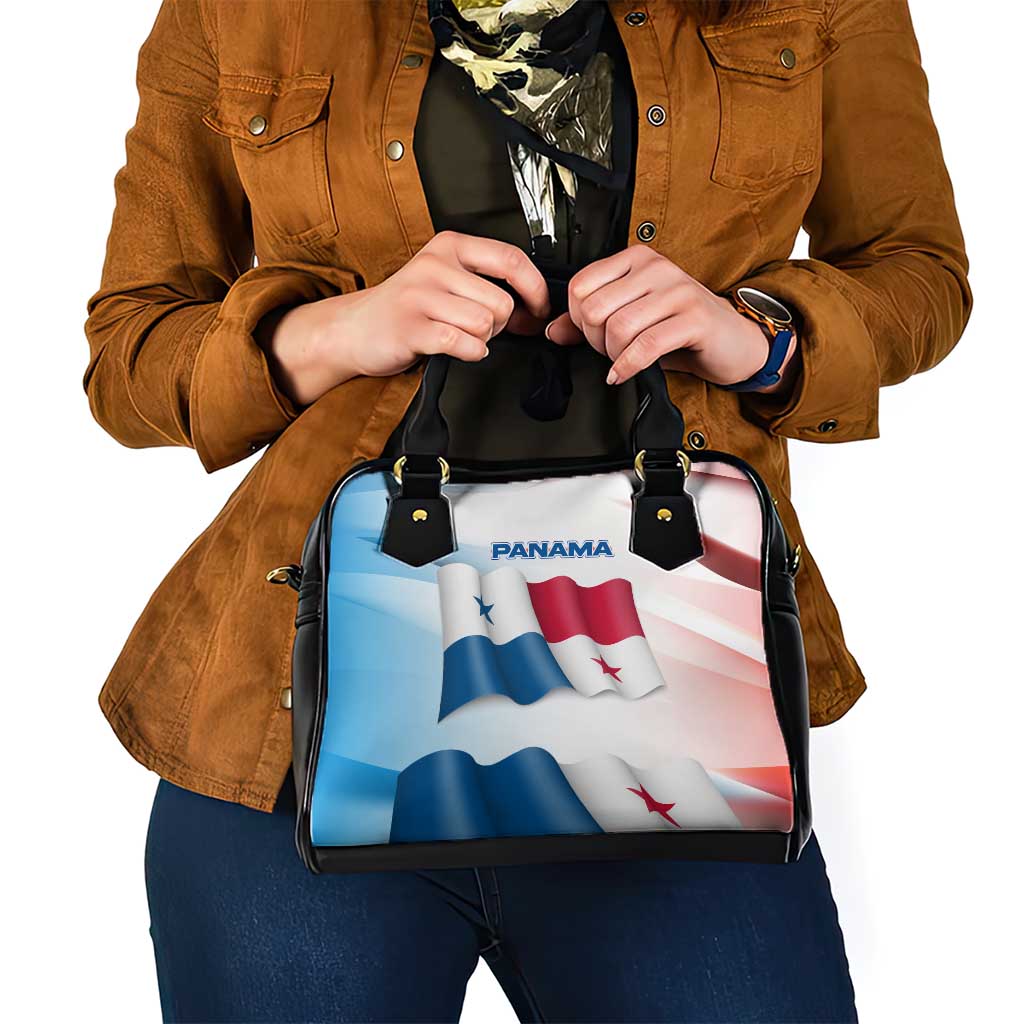 Panama Waving Flag Design Shoulder Handbag with Red Blue Stars and National Color Pattern TS04