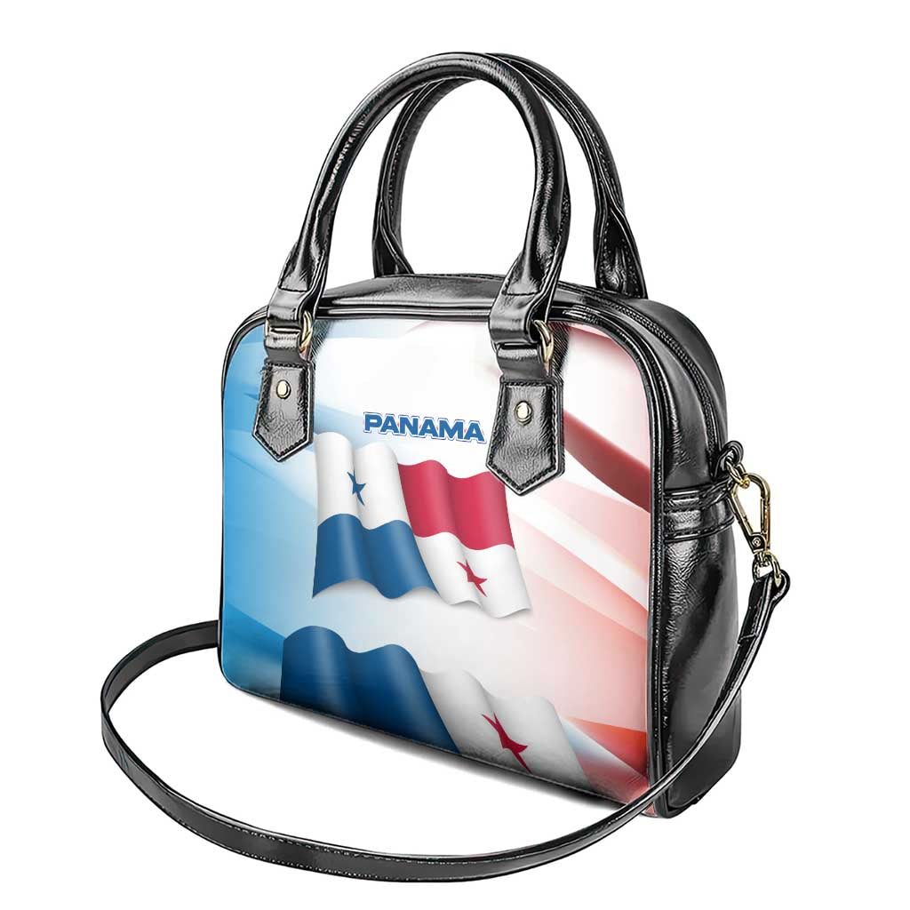 Panama Waving Flag Design Shoulder Handbag with Red Blue Stars and National Color Pattern TS04