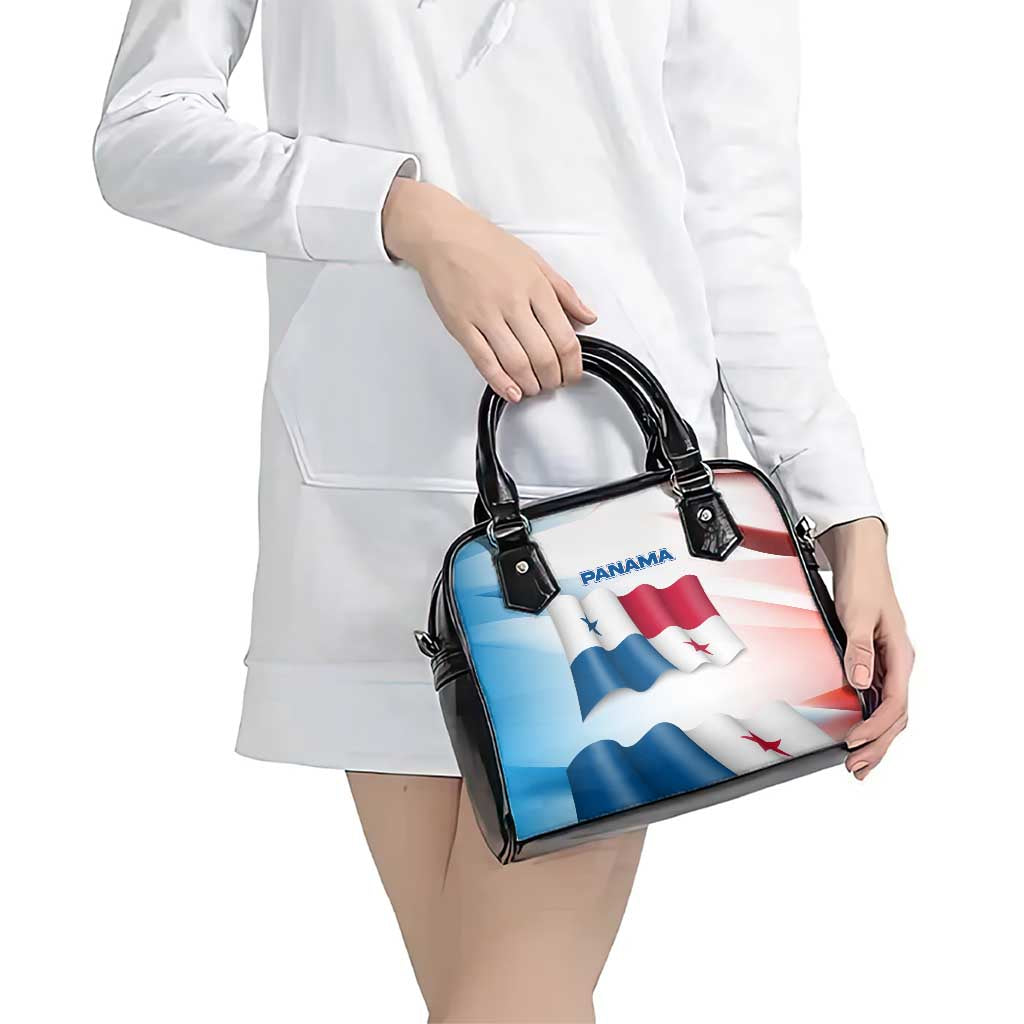 Panama Waving Flag Design Shoulder Handbag with Red Blue Stars and National Color Pattern TS04