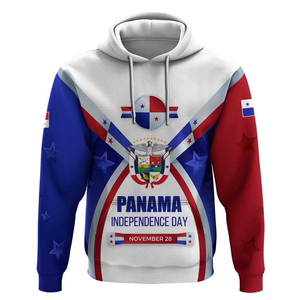 Panama Independence Day Hoodie with National Coat of Arms and Red Blue Star Design TS04