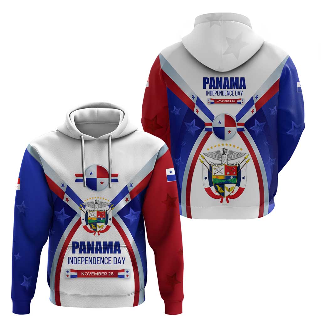 Panama Independence Day Hoodie with National Coat of Arms and Red Blue Star Design TS04