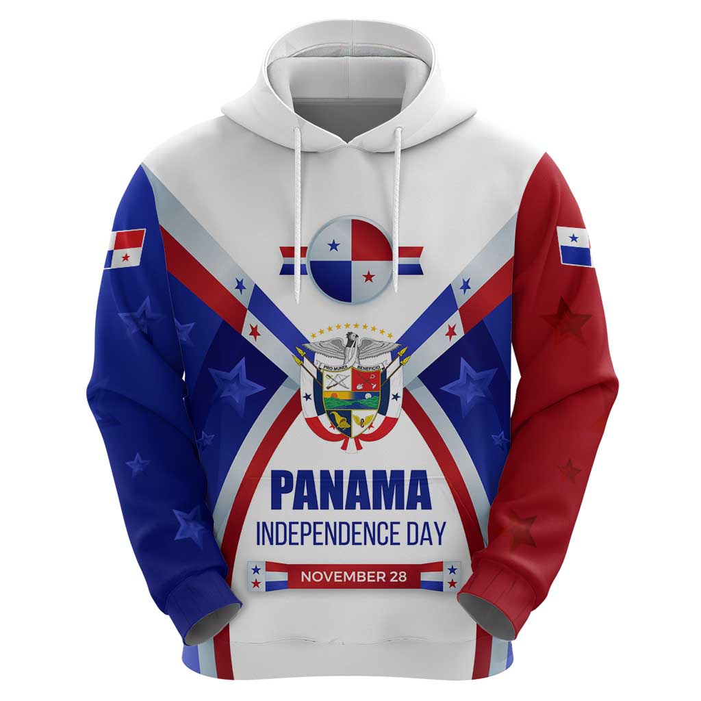 Panama Independence Day Hoodie with National Coat of Arms and Red Blue Star Design TS04