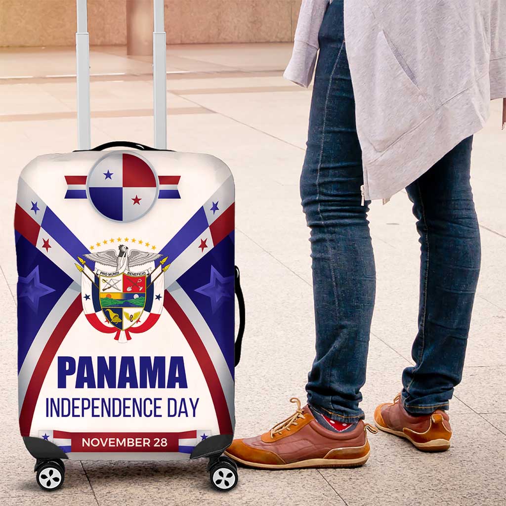 Panama Independence Day Luggage Cover with National Coat of Arms and Red Blue Star Design TS04