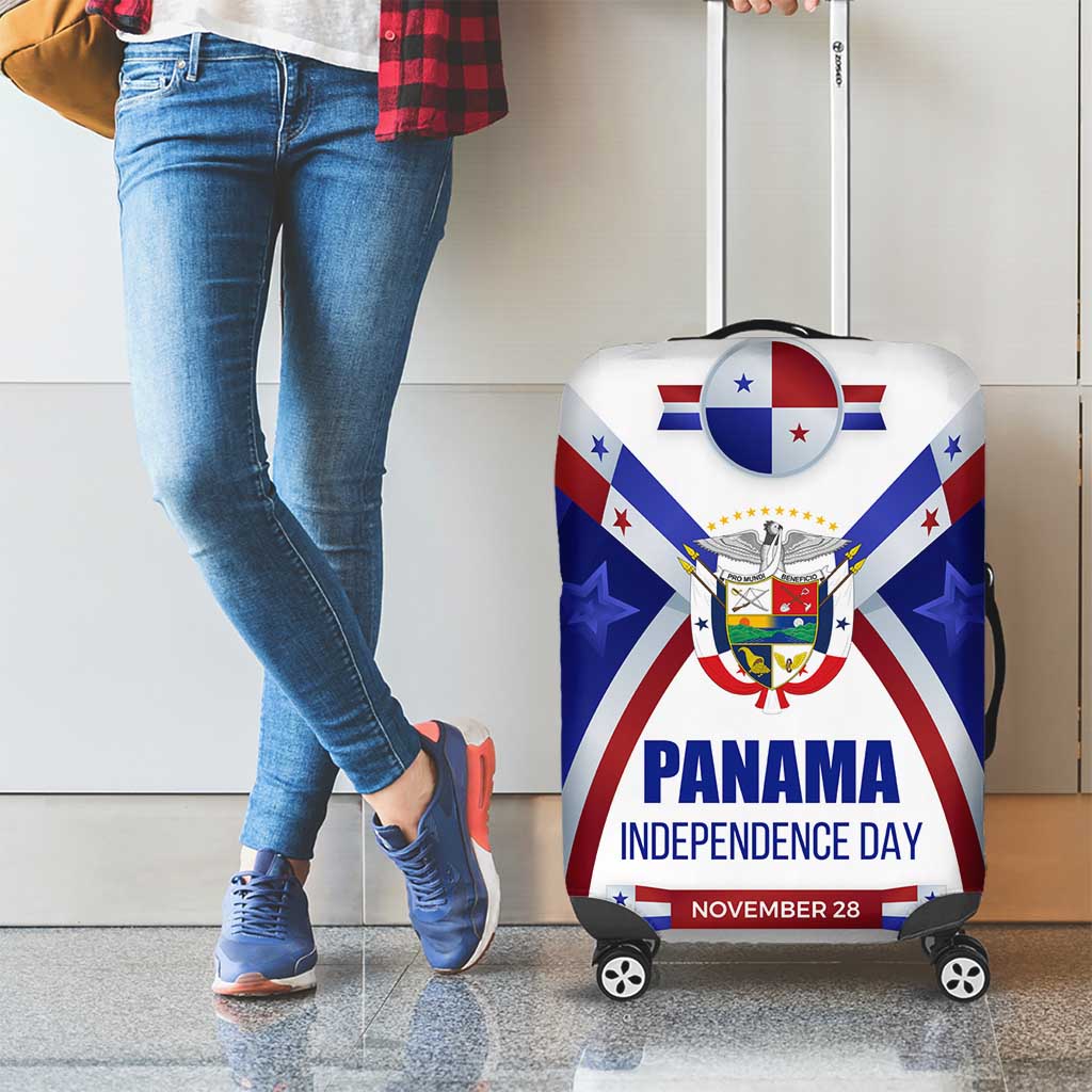 Panama Independence Day Luggage Cover with National Coat of Arms and Red Blue Star Design TS04