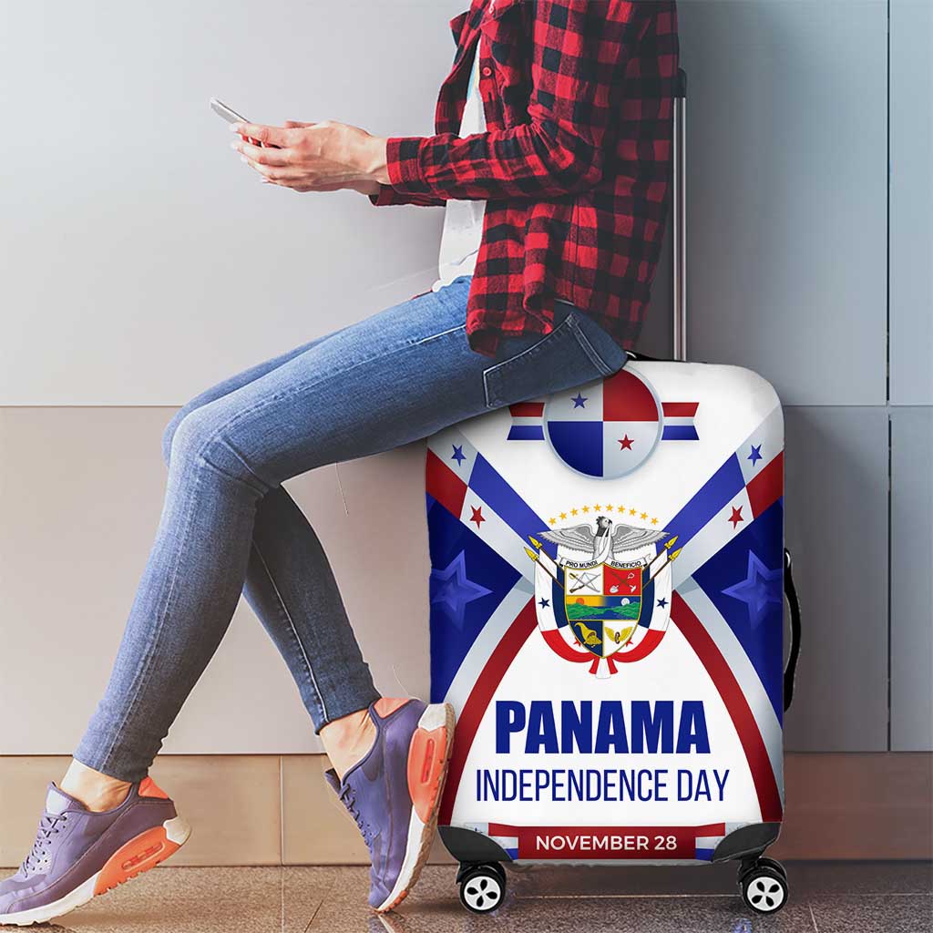 Panama Independence Day Luggage Cover with National Coat of Arms and Red Blue Star Design TS04